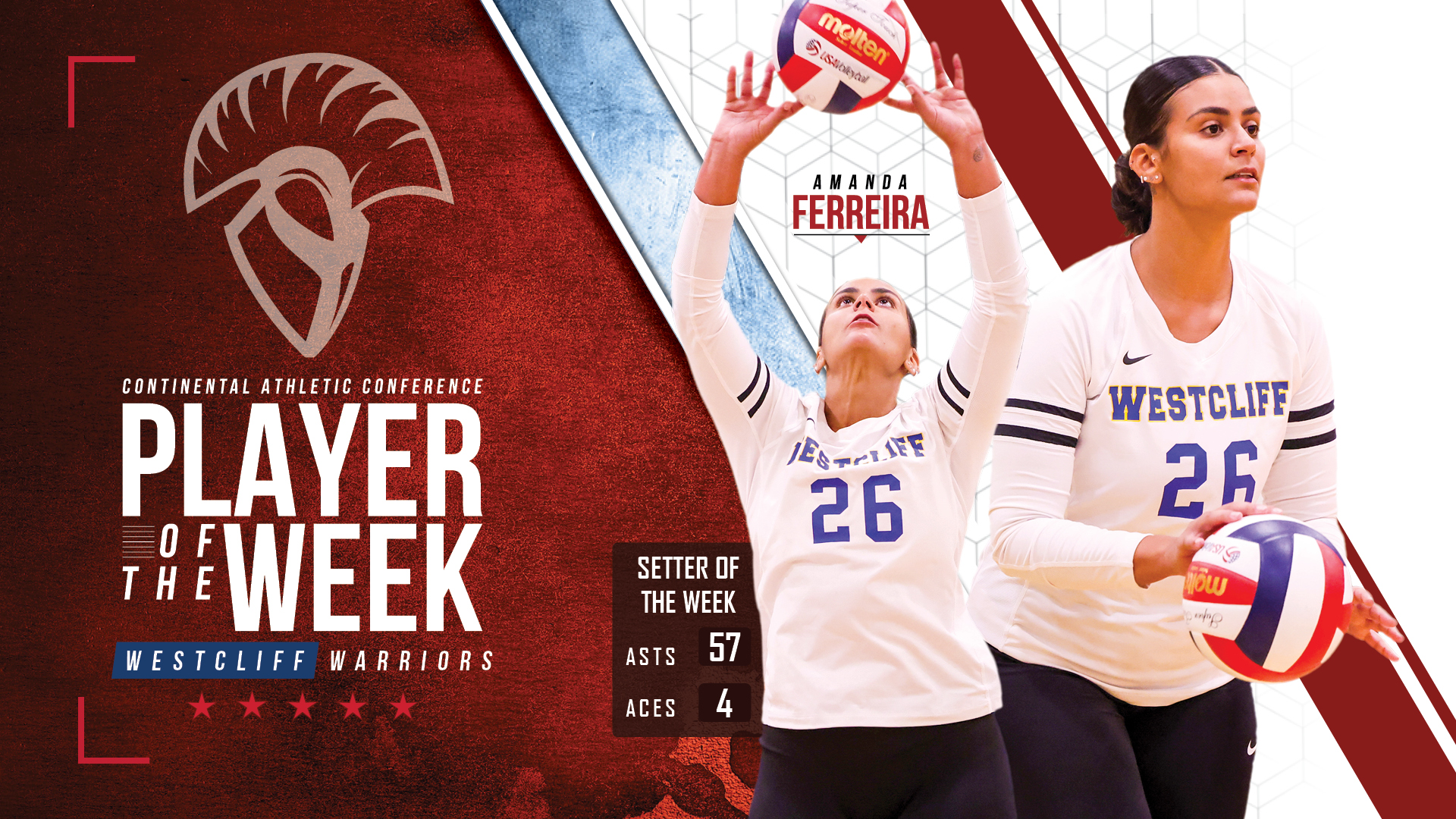 Simpson&rsquo;s Ferreira earns CAC Player of the Week Honors for Women&rsquo;s Volleyball